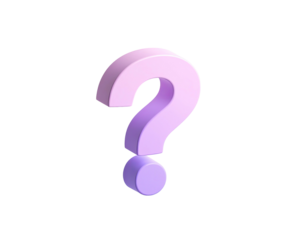 3D lilac question mark on black backdrop