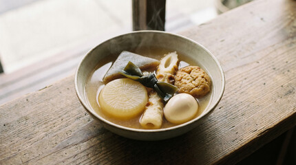 Japanese Oden Bowl with Kombu and Fish Cake