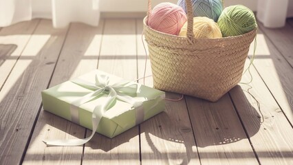 暖かい日差しの中で、素敵な手芸用品とかわいいプレゼントが輝いている。