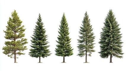 Obraz premium Conifers Isolated on White Background
