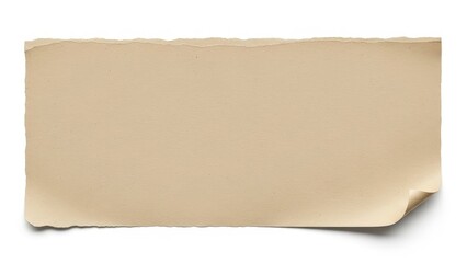 Obraz premium Torn paper texture beige sheet isolated on white background