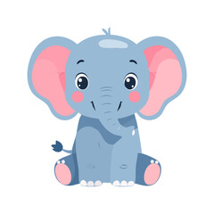 Fototapeta premium Cute Cartoon Elephant Vector Illustration – Adorable Baby Animal Character