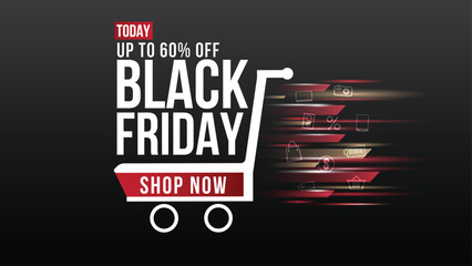 Black friday sale shopping event with discounts up to 60 off