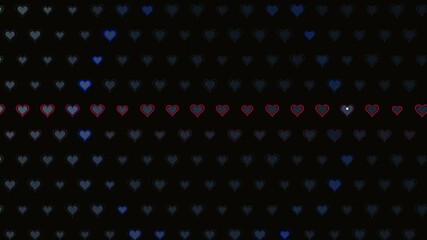 Glowing hearts appear in grids with motion for love themes during Valentines Day celebrations and romantic events