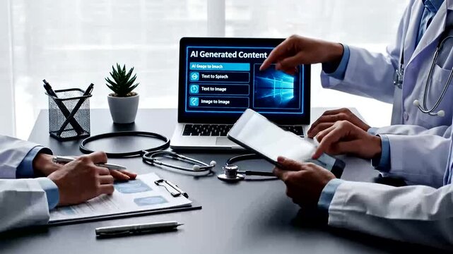 Doctors leverage AI content generation on digital platforms for medical research, enhancing patient care and operational efficiency. Focus on artificial intelligence in healthcare, innovation, and...