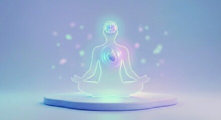 Mental Health and Emotional Balance Concept with Calm Human Silhouette