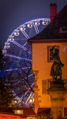 Beautiful Christmas decorations in the famous Christmas Market in Colmar in France on December 26th 2025