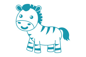 Obraz premium The adorable smiling blue zebra stands peacefully, with simple striped patterns adorning its body