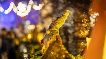Beautiful Christmas decorations in the famous Christmas Market in Colmar in France on December 26th 2025