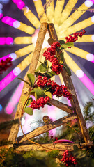 Beautiful Christmas decorations in the famous Christmas Market in Colmar in France on December 26th 2025