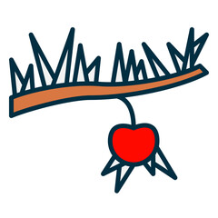 Hoarfrost icon frozen on branches and cherries