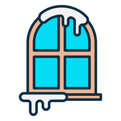 Icon of a frozen window buried in snow in winter