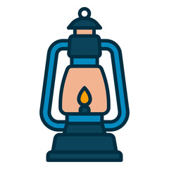 Vintage lantern icon for lighting with a flame