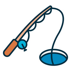 Ice fishing icon with making a hole