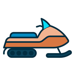 Snowmobile icon for vehicles on snow during winter
