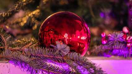 Beautiful Christmas decorations in the famous Christmas Market in Colmar in France on December 26th 2025