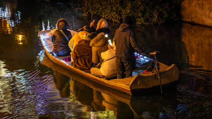 Beautiful Christmas decorations in the famous Christmas Market in Colmar in France on December 26th 2025