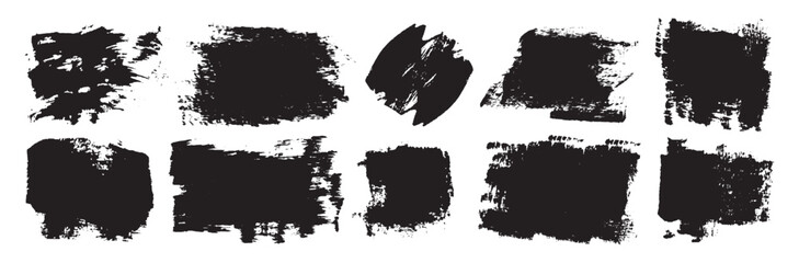 Fototapeta premium Brush lines set. Vector black paint brush spots, highlighter lines or felt-tip pen marker.Set of black strokes. Vector illustration.