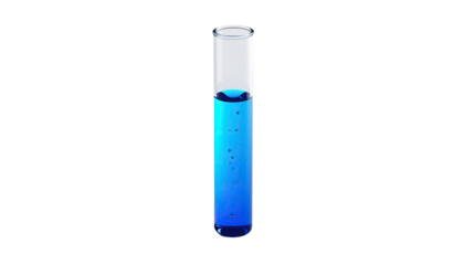 Blue liquid in glass test tube. Isolated on black