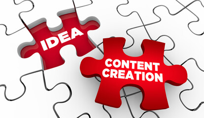 Content Creation Puzzle Pieces Idea Create Video Blog Post 3d Illustration