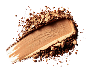 Beige powder smear shows smooth & crumbly texture