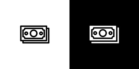 Banknotes icon concept with flat Black White Background. Vector illustration.