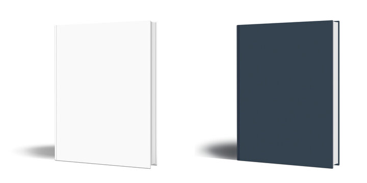 Realistic book mockup set blank white and dark hardcover designs with soft shadow. book cover presentation, publishing projects, branding previews, and editorial design showcases.


