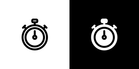 Stopwatch icon concept with flat Black White Background. Vector illustration.