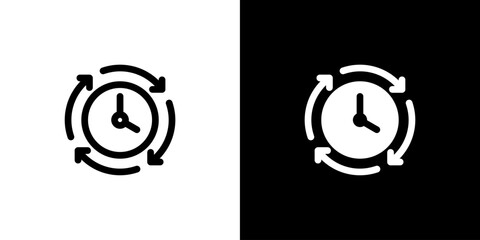 Time icon concept with flat Black White Background. Vector illustration.