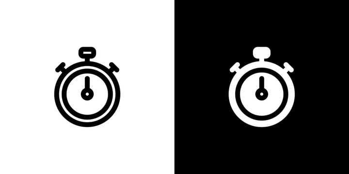 Stopwatch icon concept with flat Black White Background. Vector illustration.