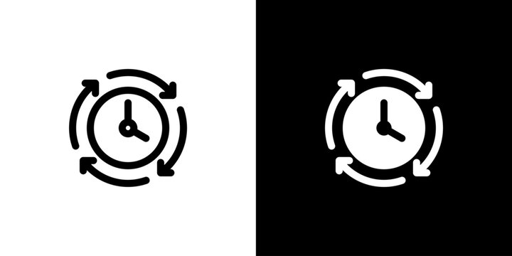 Time icon concept with flat Black White Background. Vector illustration.