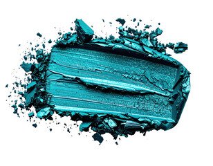 Crushed teal eye shadow, textured, against black backdrop