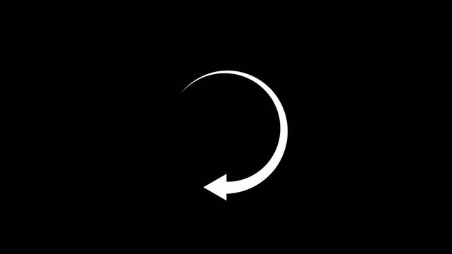 White Circle Arrow Rotation Animation Loop. UI Reload, refresh, Reset, and Recycle Symbol Motion Graphic 4k video animation seamless loop