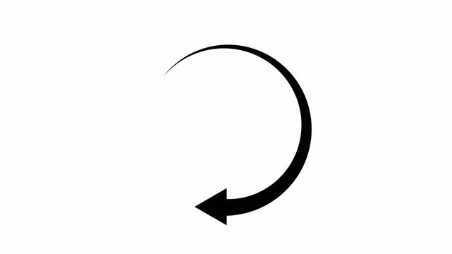 Black Circle Arrow Rotation Loop Sign Animation: refresh Button, Reload, Reset, and Recycle Symbol Icon Set Motion Graphic 4k video animation seamless loop