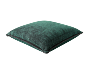 Emerald cushion with textured weave, piping detail