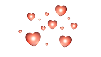 Red Hearts Floating on Black Background love romance