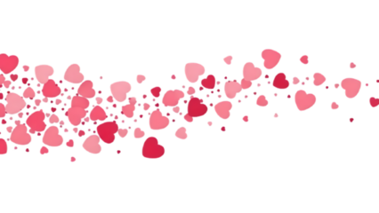 Stream of pink heart confetti hearts love