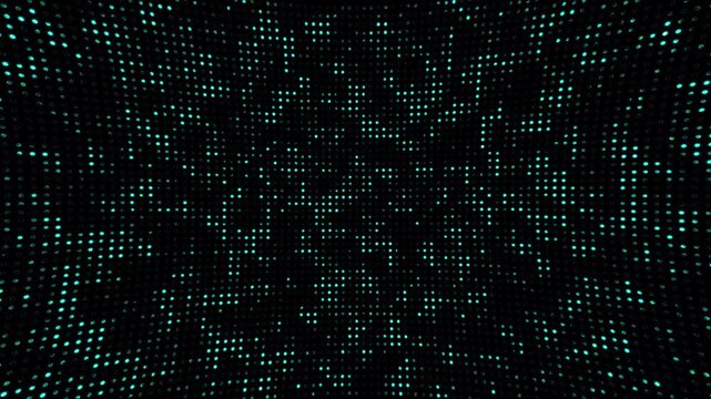 Abstract dot technology background. Hi tech motion graphic background, blue flickering dots on dark background