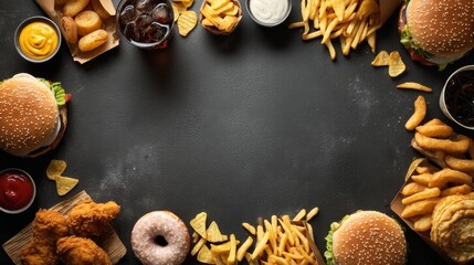 Minimal Junk Food Background with Copy Space for Food Promotion
