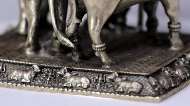 Silver Idol of Amba Maa | Hindu Goddess Murti, Sacred Indian Deity Sculpture, Religious Silver Idol for Home Temple, Puja, Worship, and Spiritual D&eacute;cor