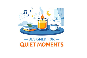 Cozy candlelit scene with music and coffee for relaxation