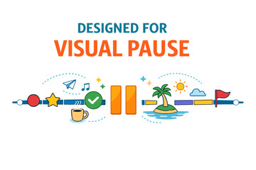 Colorful doodle illustrating a relaxing and peaceful visual break concept