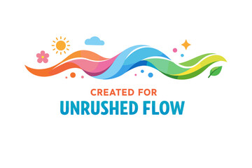 Obraz premium Colorful abstract wave with nature elements and positive message