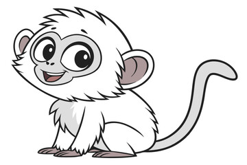 Fototapeta premium Charming cartoon monkey stands sweetly while holding a banana for a delightful treat