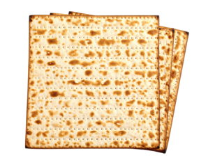 Stack of matzah squares, perforated and textured