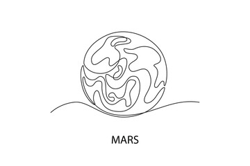 Mars. Moon, Star, Sun  and planet concept. Single line draw design. Vector graphic illustration © Studiocottage