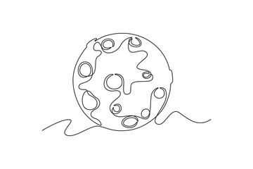 full moon. Moon, Star, Sun  and planet concept. Single line draw design. Vector graphic illustration © Studiocottage