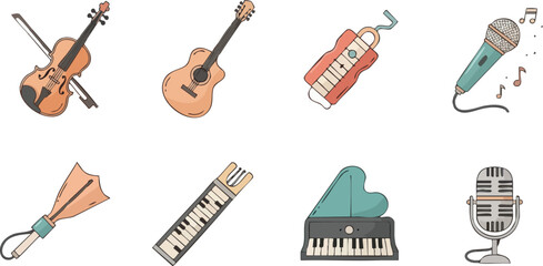 Obraz premium Various Musical Instruments and Equipment