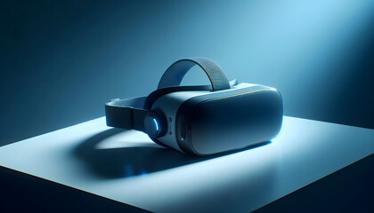 Modern virtual reality headset on display