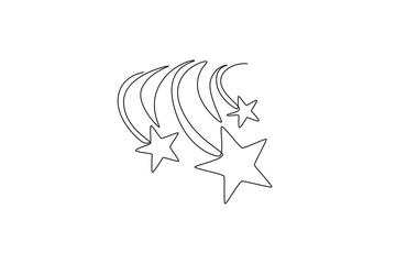 Three falling star. Moon, Star, Sun  and planet concept. Single line draw design. Vector graphic illustration © Studiocottage
